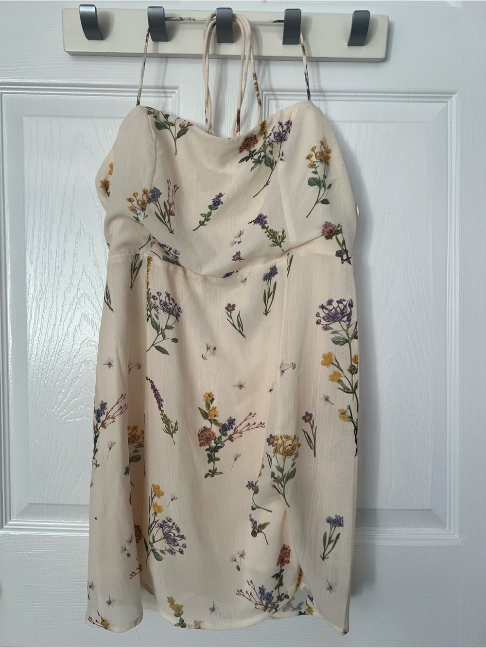 Lulu's Catch the Bouquet Cream Floral Strapless Dress with Tie Straps - Picture 4 of 5